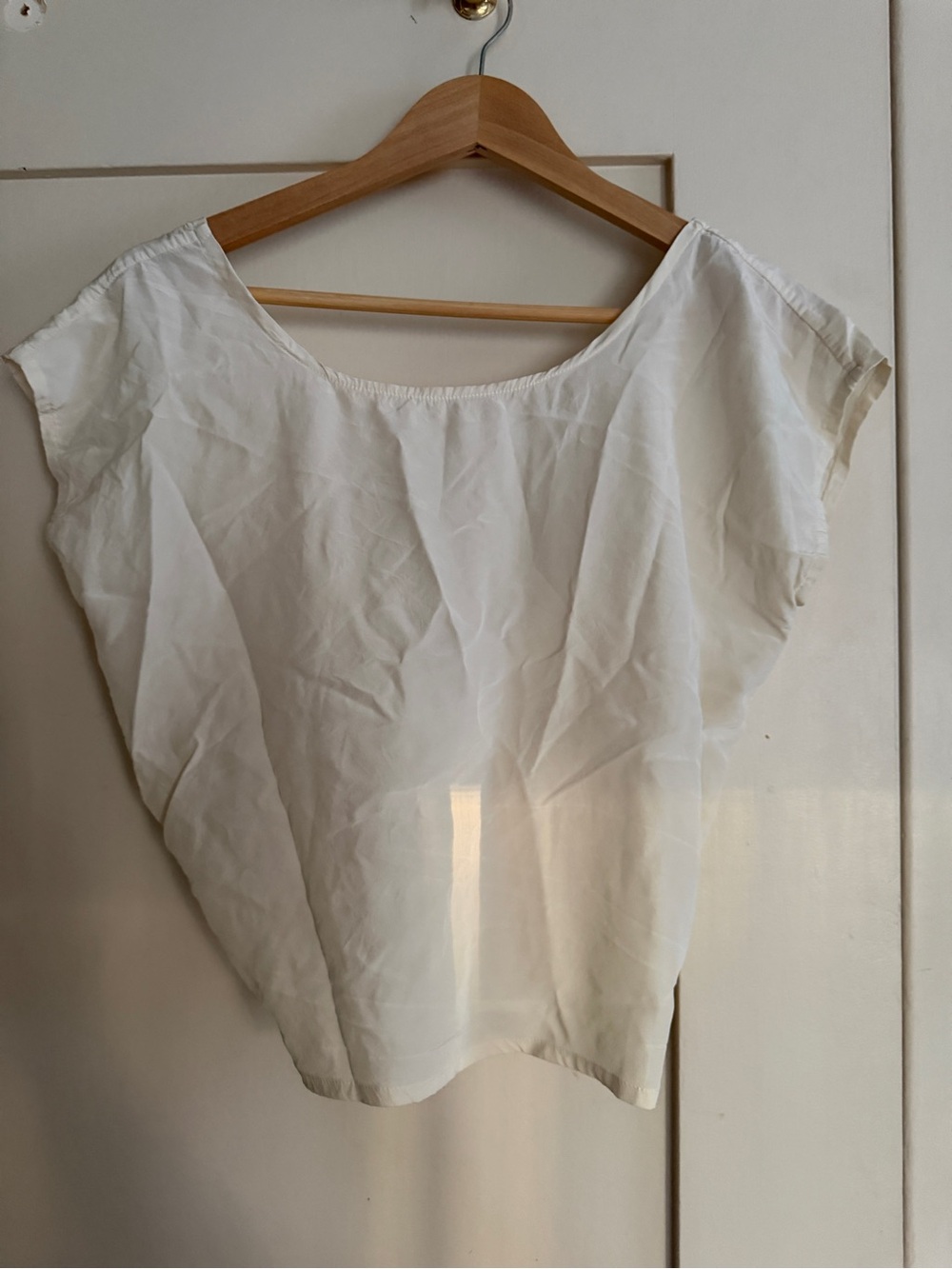 Elizabeth Suzann Silk Cream Tie-Front Crop Top
